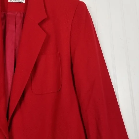 Vintage 80s Pendleton 100% Wool Blazer Red Gold Embossed Buttons Size 8 USA - Picture 8 of 16